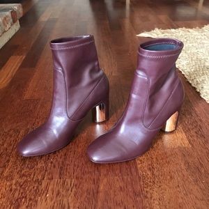 Burgundy Faux Leather Boots